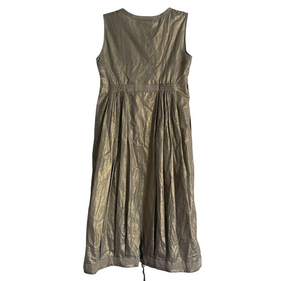 S Max Mara Easy Living Sleeveless Midi Metallic Dress Sz 4 Boho Chic‎ Minimalist - Picture 2 of 15